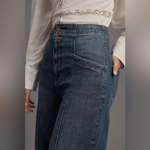 Pilcro Corset Seamed High-rise Wide Leg Jeans - Picture 3 of 5